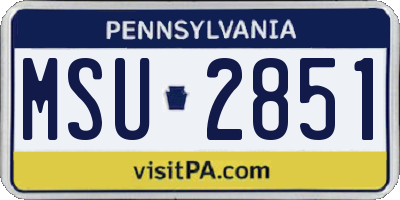 PA license plate MSU2851
