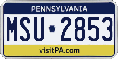 PA license plate MSU2853