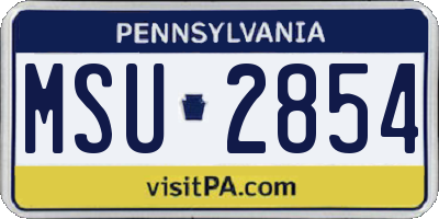 PA license plate MSU2854