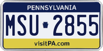 PA license plate MSU2855