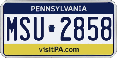 PA license plate MSU2858