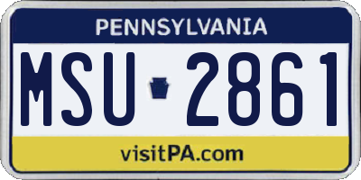 PA license plate MSU2861