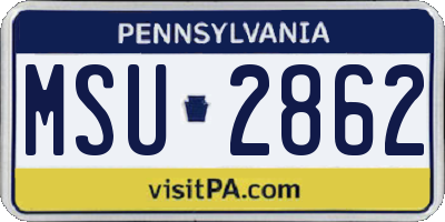 PA license plate MSU2862