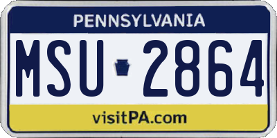 PA license plate MSU2864