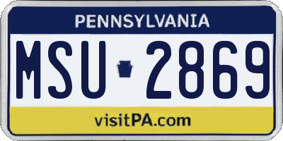 PA license plate MSU2869
