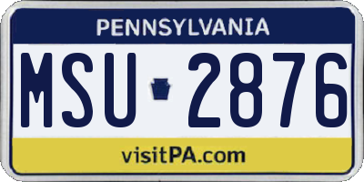 PA license plate MSU2876