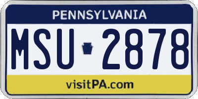 PA license plate MSU2878