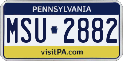 PA license plate MSU2882