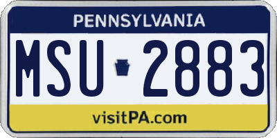 PA license plate MSU2883