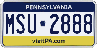PA license plate MSU2888