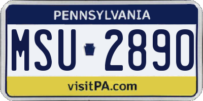 PA license plate MSU2890