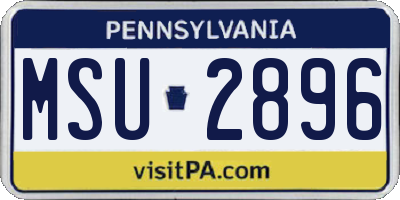 PA license plate MSU2896
