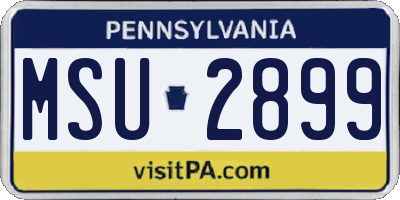 PA license plate MSU2899