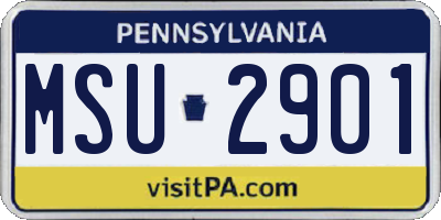 PA license plate MSU2901