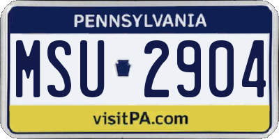 PA license plate MSU2904