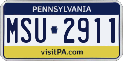 PA license plate MSU2911