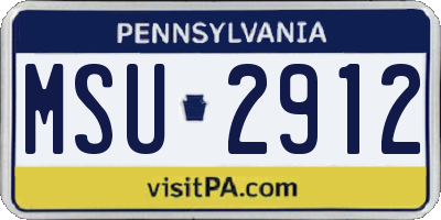 PA license plate MSU2912