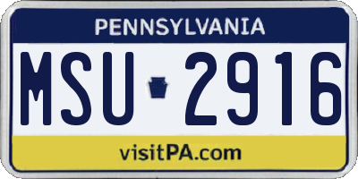 PA license plate MSU2916