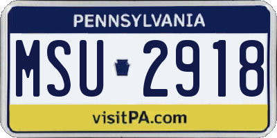 PA license plate MSU2918