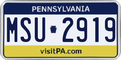 PA license plate MSU2919