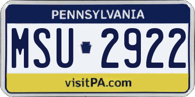 PA license plate MSU2922