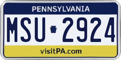 PA license plate MSU2924