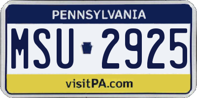 PA license plate MSU2925