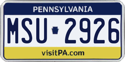PA license plate MSU2926