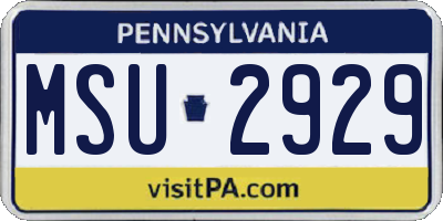 PA license plate MSU2929