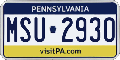 PA license plate MSU2930