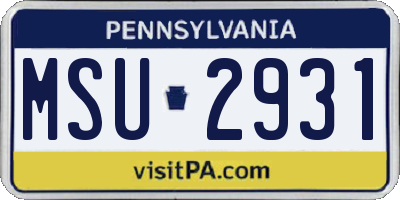 PA license plate MSU2931