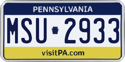 PA license plate MSU2933