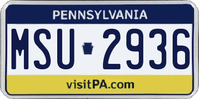 PA license plate MSU2936