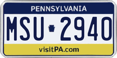 PA license plate MSU2940