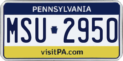 PA license plate MSU2950