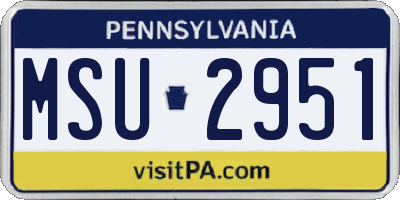 PA license plate MSU2951