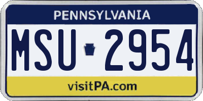 PA license plate MSU2954