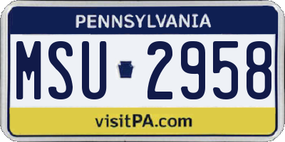 PA license plate MSU2958