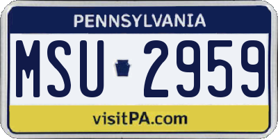 PA license plate MSU2959