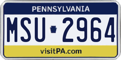 PA license plate MSU2964