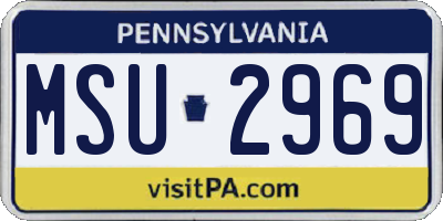 PA license plate MSU2969