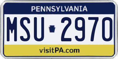 PA license plate MSU2970
