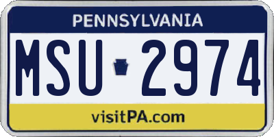 PA license plate MSU2974