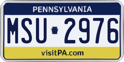 PA license plate MSU2976