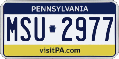 PA license plate MSU2977