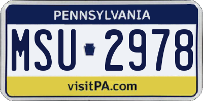 PA license plate MSU2978