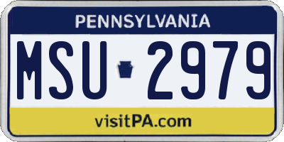 PA license plate MSU2979