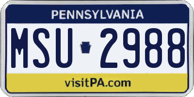 PA license plate MSU2988