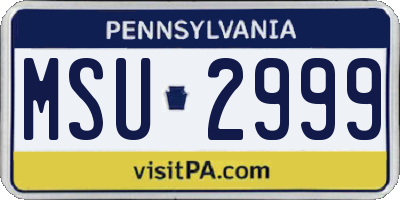 PA license plate MSU2999