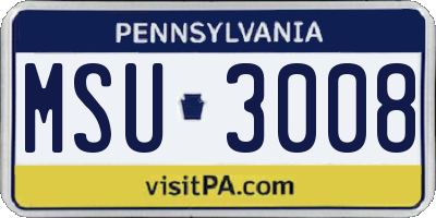 PA license plate MSU3008